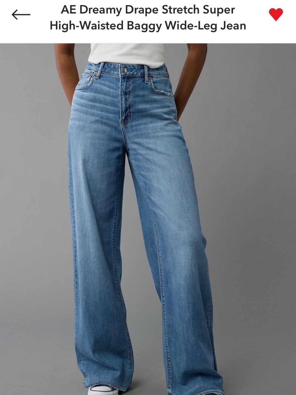 American Eagle Outfitters Medium Blue High-Waisted Wide-Leg Jeans